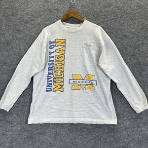 Vintage Michigan Wolverines Shirt Mens Large Gray NCAA College Made USA 90s